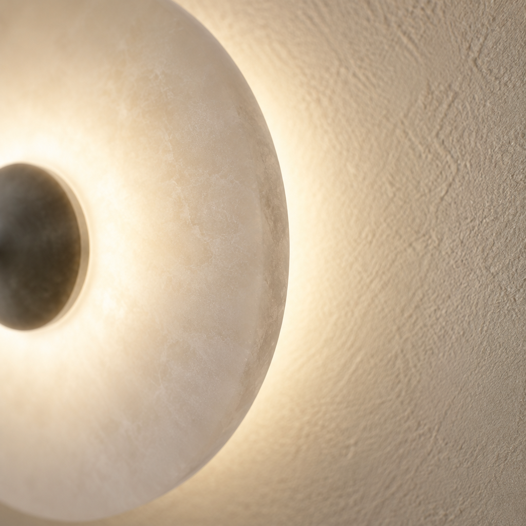 Ashby Halo Disc Wall Light – close-up of the disc halo