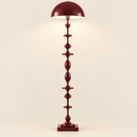 Askew Turned Dome Floor Lamp – switched on, studio view