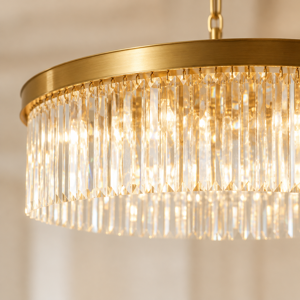 Bampton Crystal Ring Chandelier – close-up of the crystal prisms