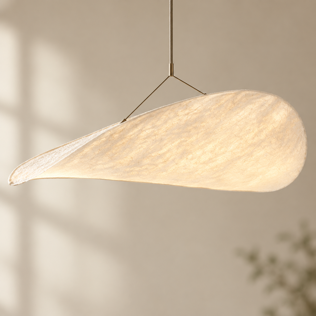 Beckley Silk Leaf Pendant Light – close-up of the silk fabric edge