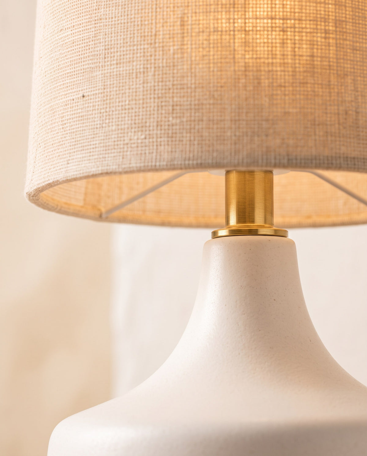 Close-up detail of the Bembridge Linen-Effect Table Lamp