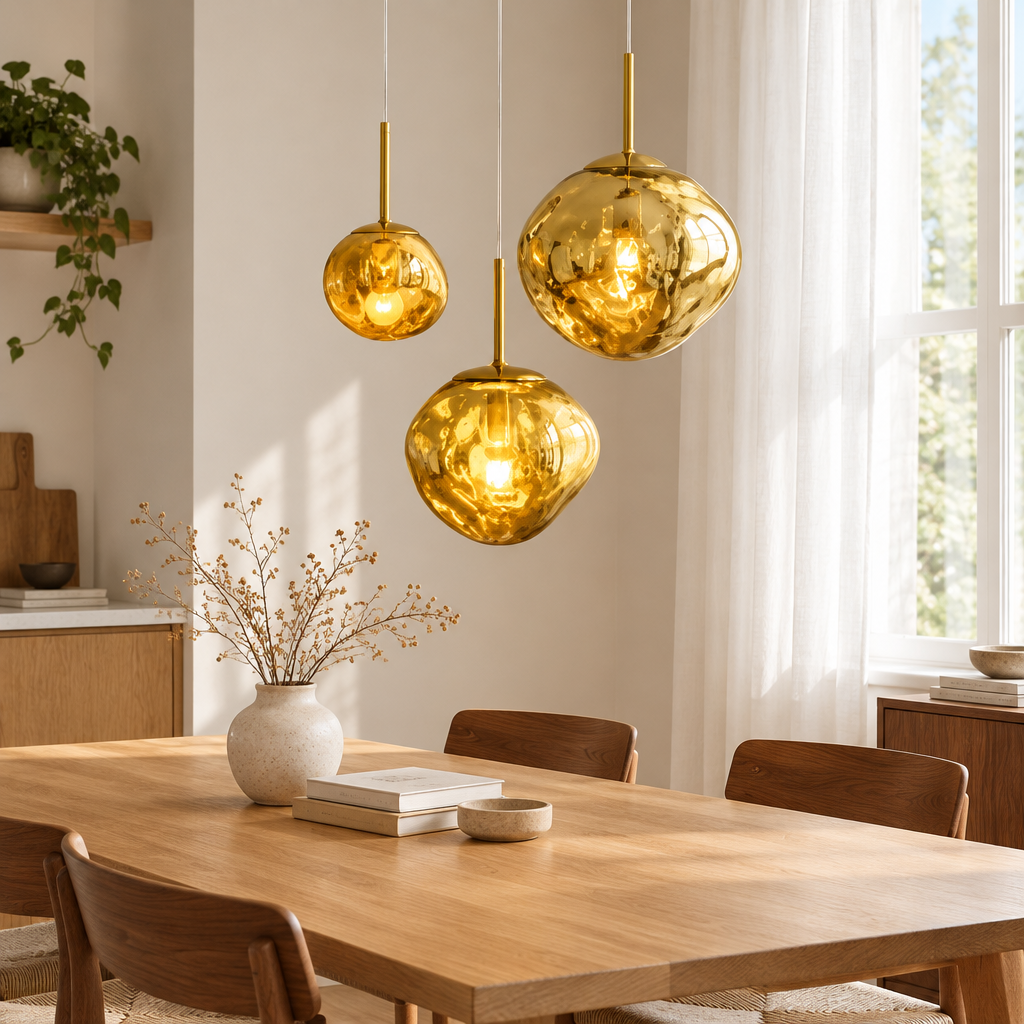 Berwick Molten Glass Pendant Light – a cluster over a kitchen table