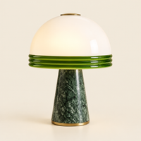 Bilsdale Green Marble Table Lamp – switched on, studio view
