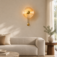 Blakeney Amber Ripple Wall Light – above a sofa
