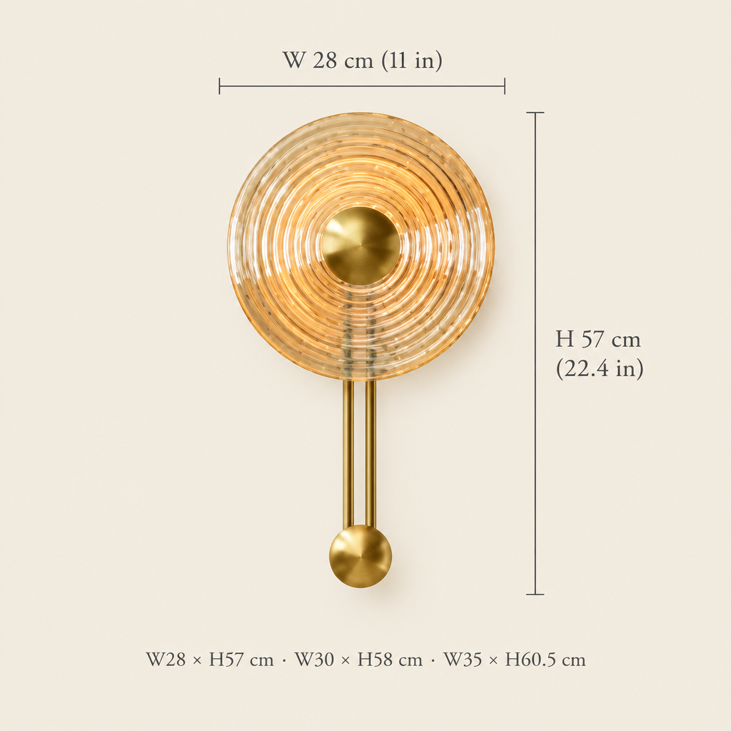 Blakeney Amber Ripple Wall Light dimensions
