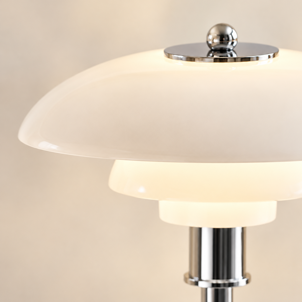 Bourne Opal Glass Table Lamp – close-up of the layered glass shades