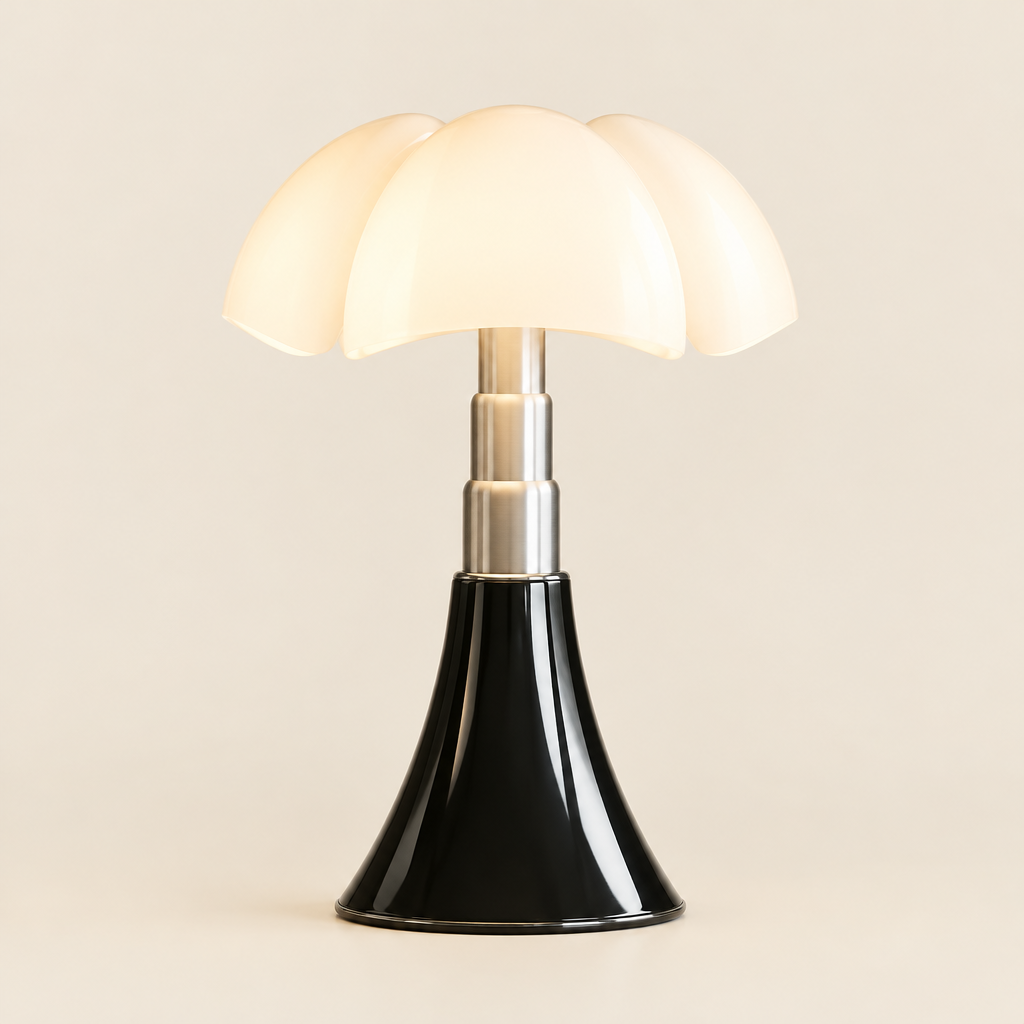 Bramley Petal Table Lamp – switched on, studio view