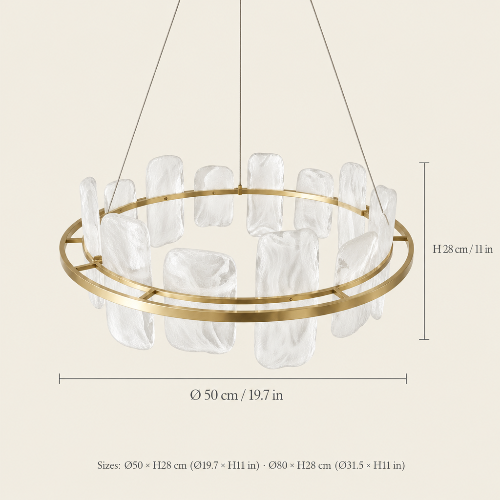 Brampton Cloud Glass Chandelier dimensions