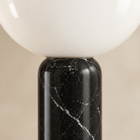 Brancaster Marble Table Lamp – close-up of the marble column and glass bowl