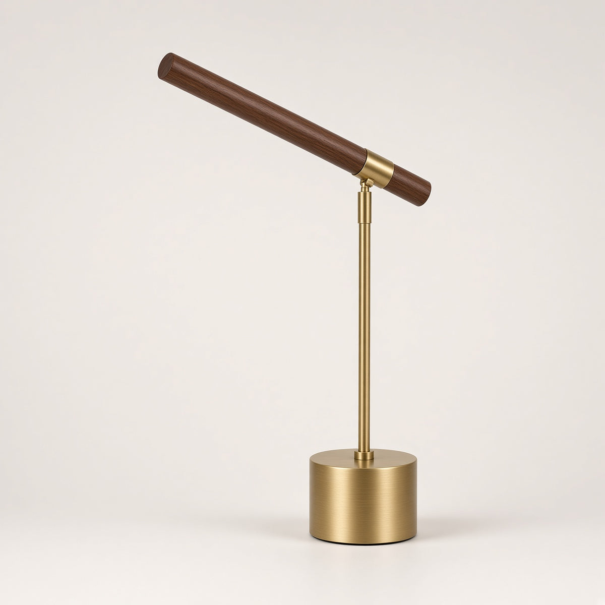 Burley Walnut-Effect Desk Lamp switched off on a plain background