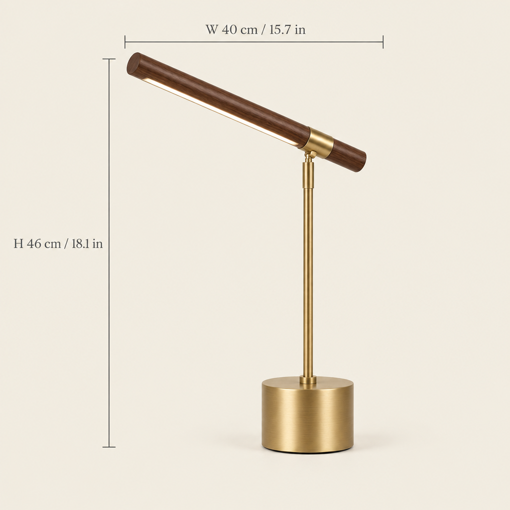 Burley Walnut-Effect Desk Lamp dimensions