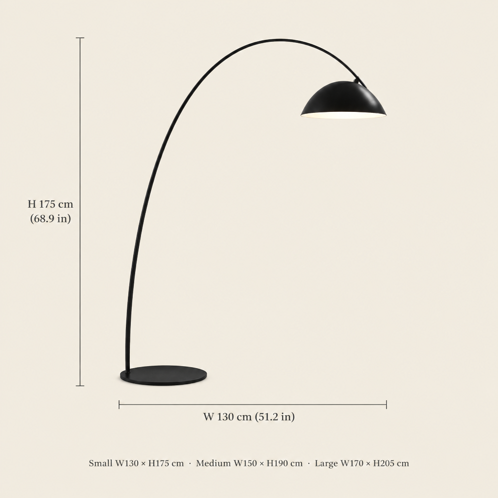 Caldbeck Arc Floor Lamp dimensions
