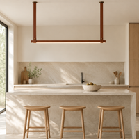 Combe Leather Strap Linear Pendant Light – above a kitchen island