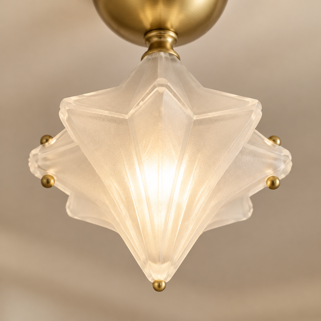 Compton Frosted Star Ceiling Light – close-up of the frosted glass facets