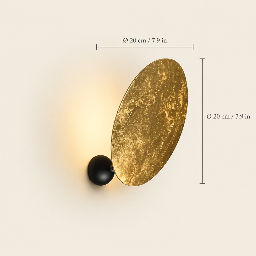 Coombe Gold Disc Wall Light dimensions