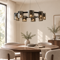 Derwent Smoked Glass Ring Chandelier – above a dining table