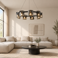 Derwent Smoked Glass Ring Chandelier – in a living room