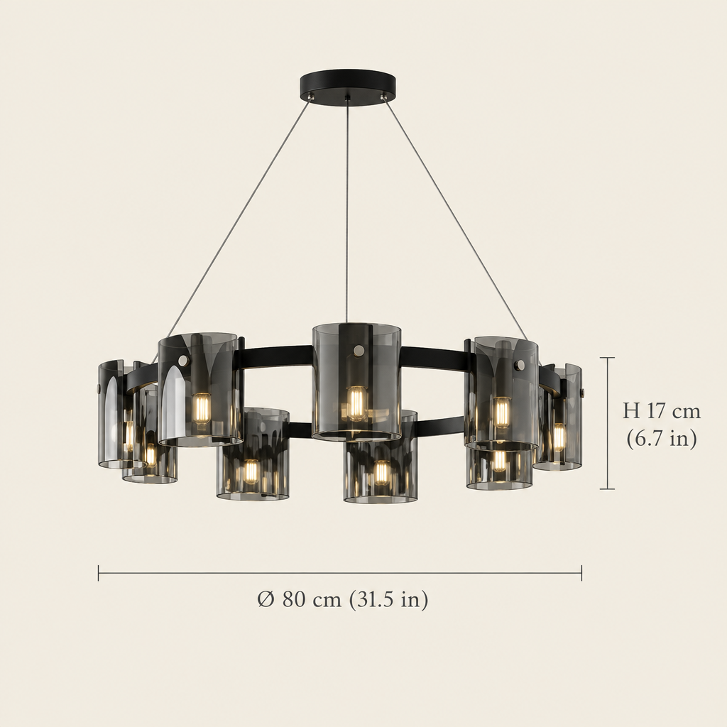 Derwent Smoked Glass Ring Chandelier dimensions