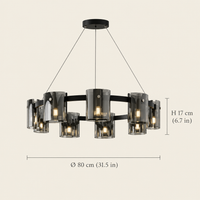 Derwent Smoked Glass Ring Chandelier dimensions