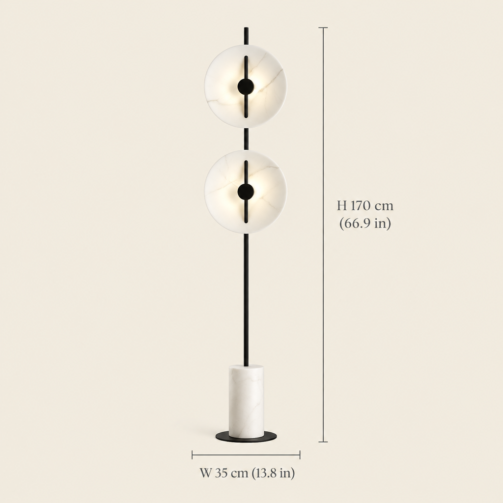 Dunster Twin Disc Floor Lamp dimensions