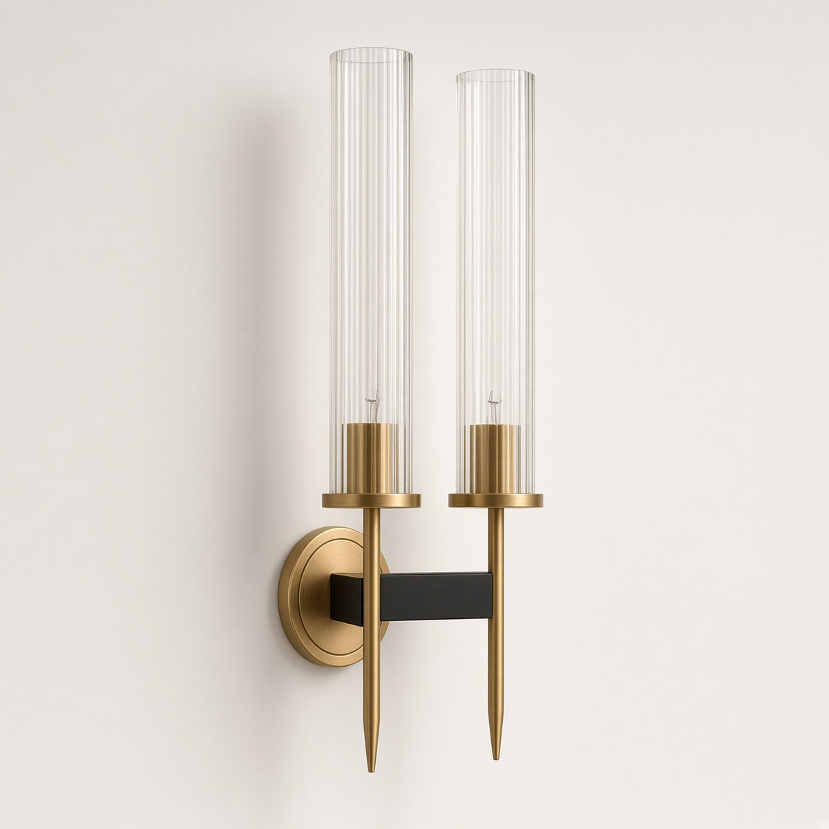 Edale Reeded Glass Wall Light switched off on a plain background