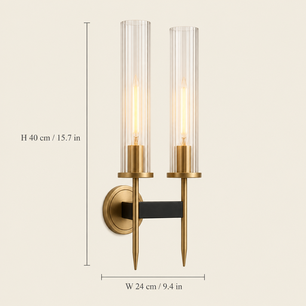 Edale Reeded Glass Wall Light dimensions