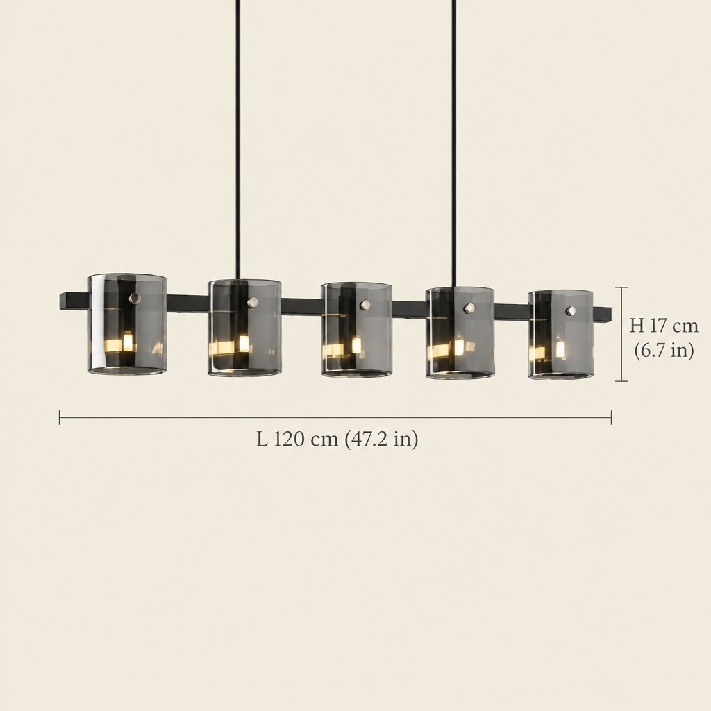 Esher Smoked Glass Linear Pendant Light dimensions