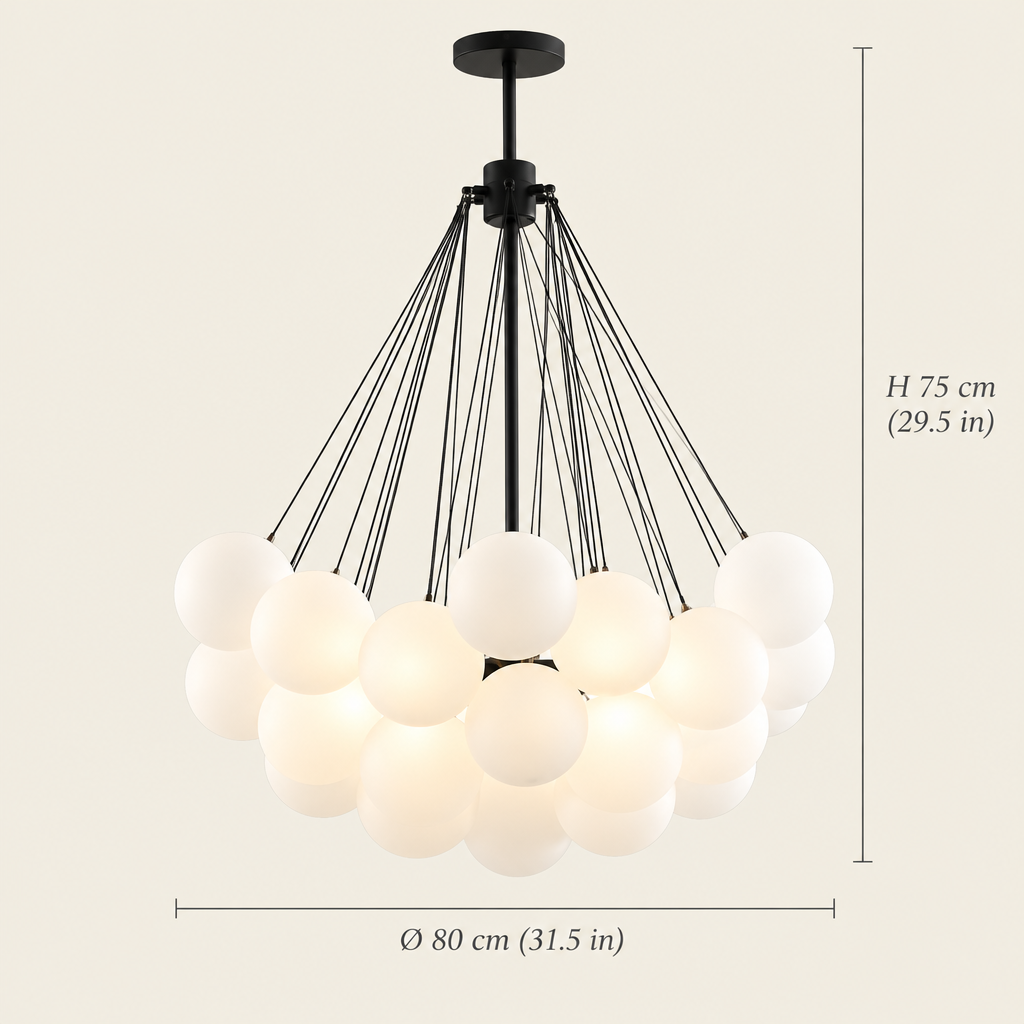 Exe Opal Bubble Chandelier dimensions