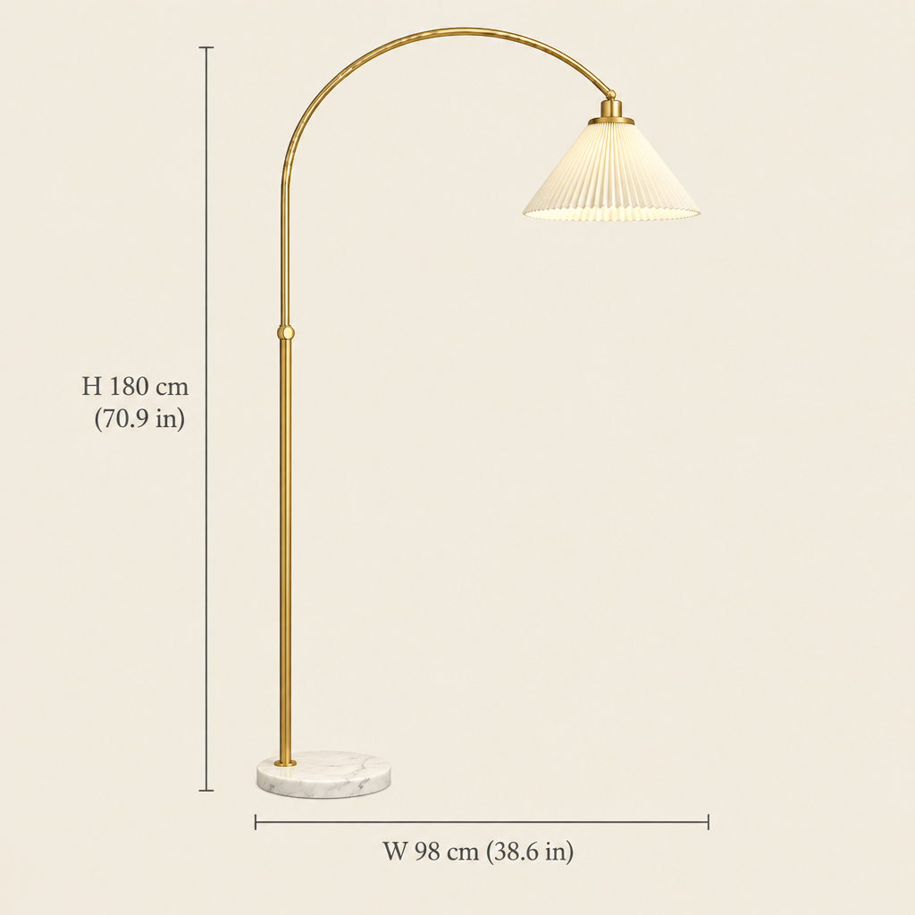 Fairford Pleated Arc Floor Lamp dimensions
