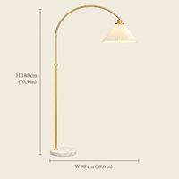 Fairford Pleated Arc Floor Lamp dimensions