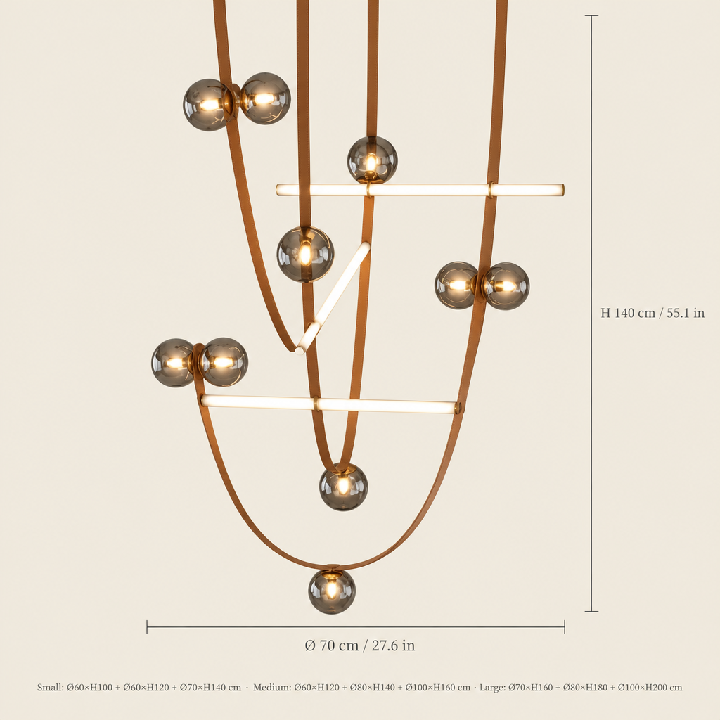 Glebe Leather Chandelier dimensions