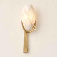 Hambledon Alabaster-Effect Wall Light – switched on, studio view