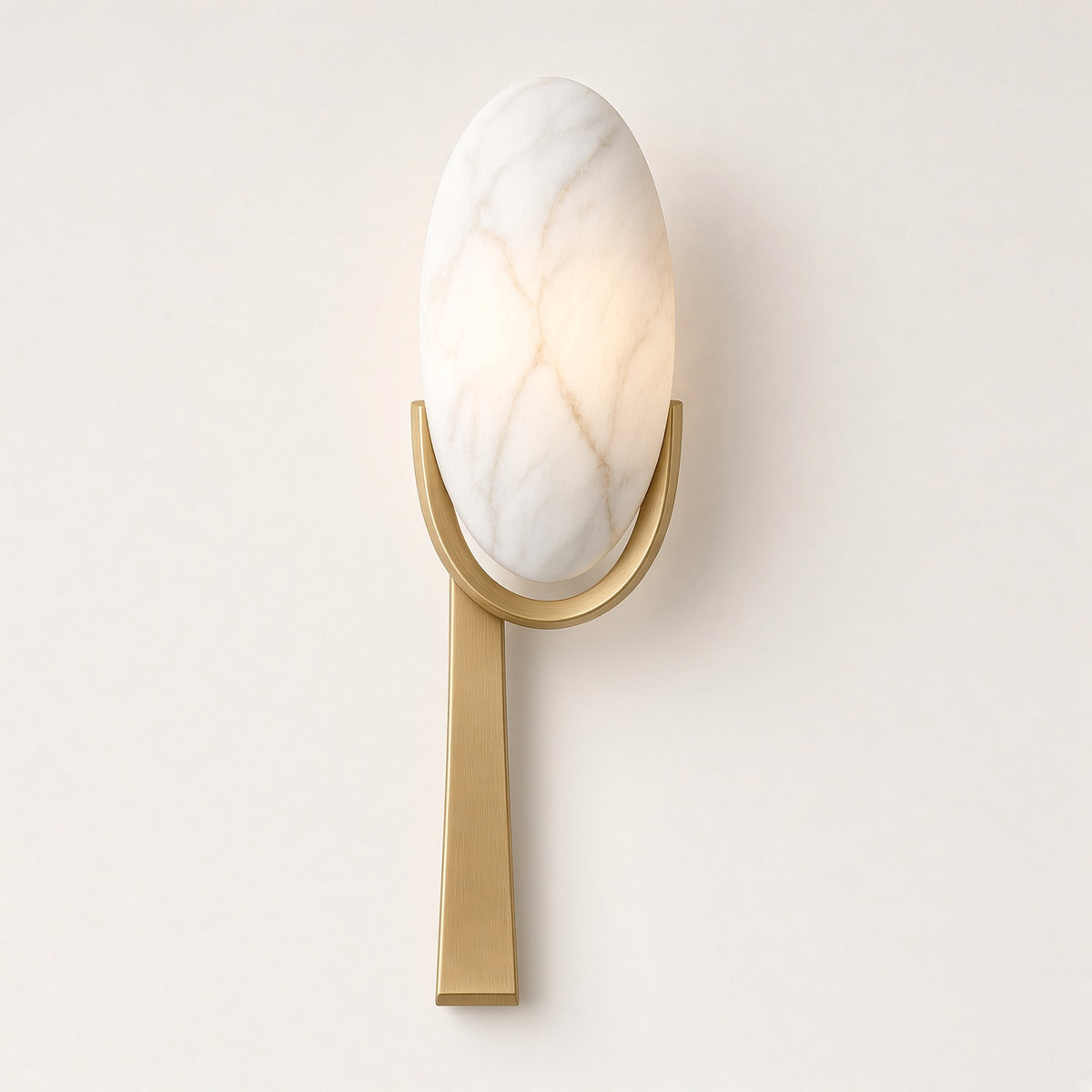 Hambledon Alabaster-Effect Wall Light switched off on a plain background