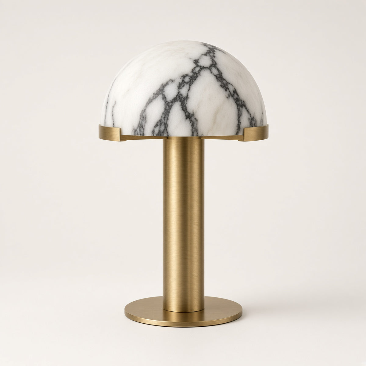 Hawes Alabaster-Effect Table Lamp switched off on a plain background