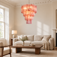 Helford Cloud Glass Chandelier – in a living room