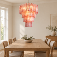 Helford Cloud Glass Chandelier – above a dining table