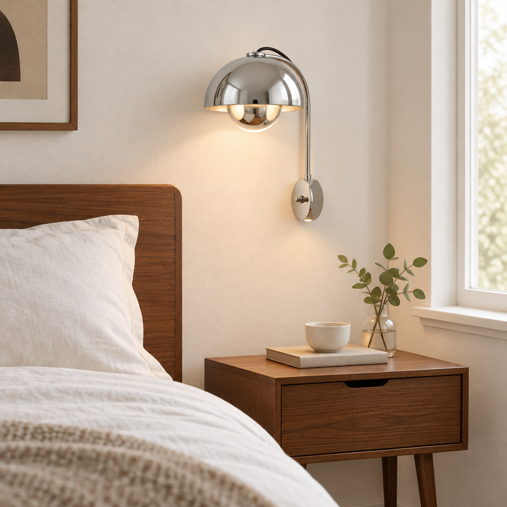 Hinton Chrome Wall Light – as a bedside reading light