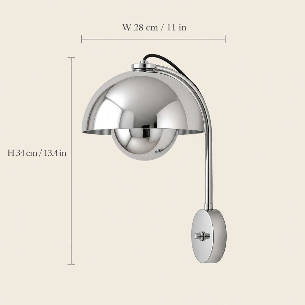 Hinton Chrome Wall Light dimensions