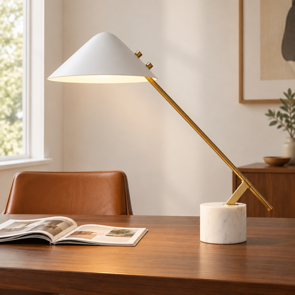 Hurst Marble Desk Lamp – on a walnut desk