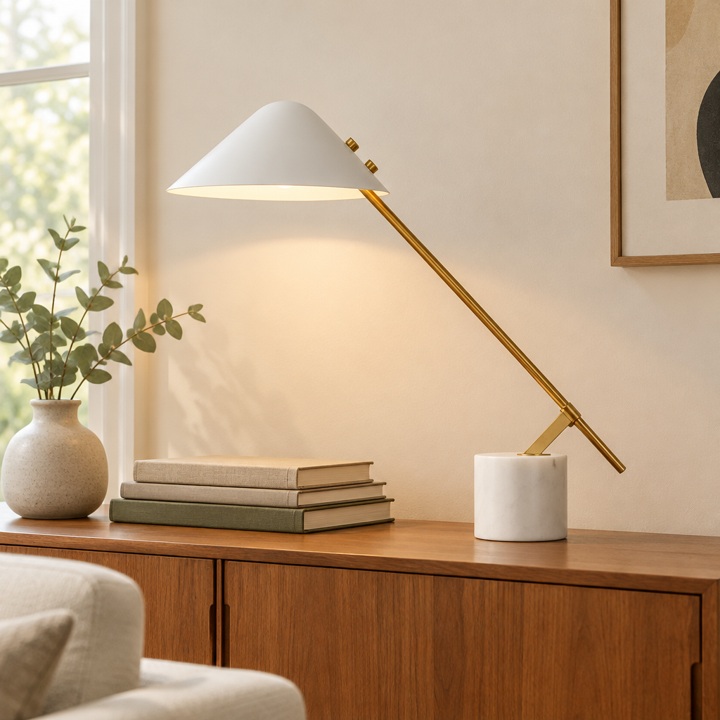 Hurst Marble Desk Lamp – on a living-room sideboard