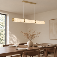 Kensal Marble-Effect Linear Pendant Light – above a dining table