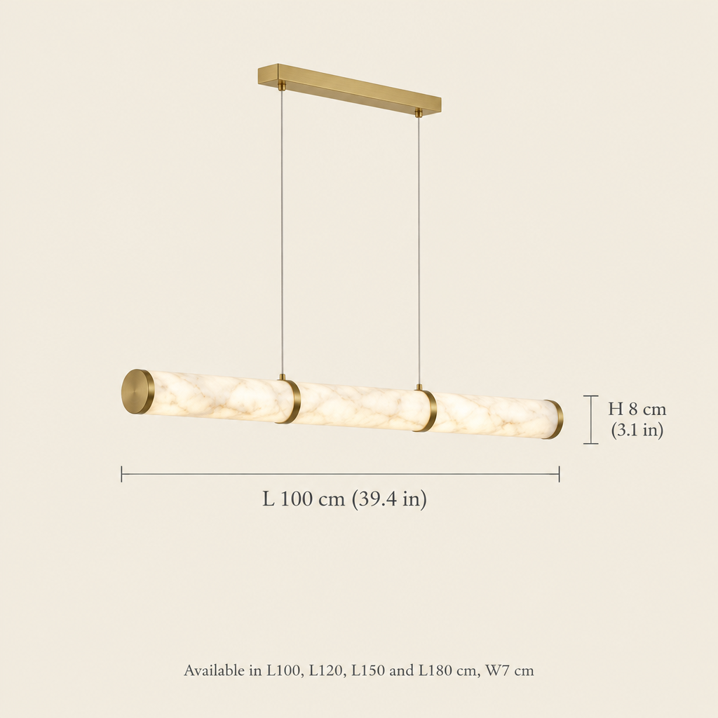 Kensal Marble-Effect Linear Pendant Light dimensions