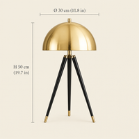 Kersey Gold Dome Tripod Table Lamp dimensions