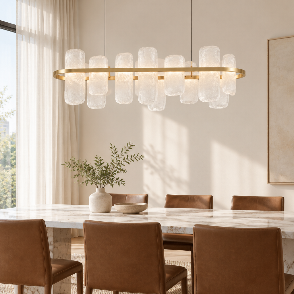 Kingham Cloud Glass Pendant Light – above a dining table