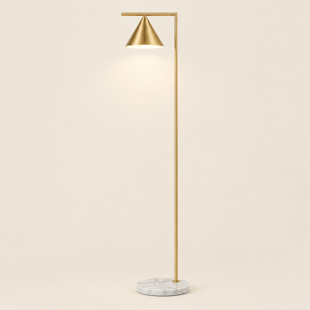 Lamport Marble Floor Lamp – switched on, studio view