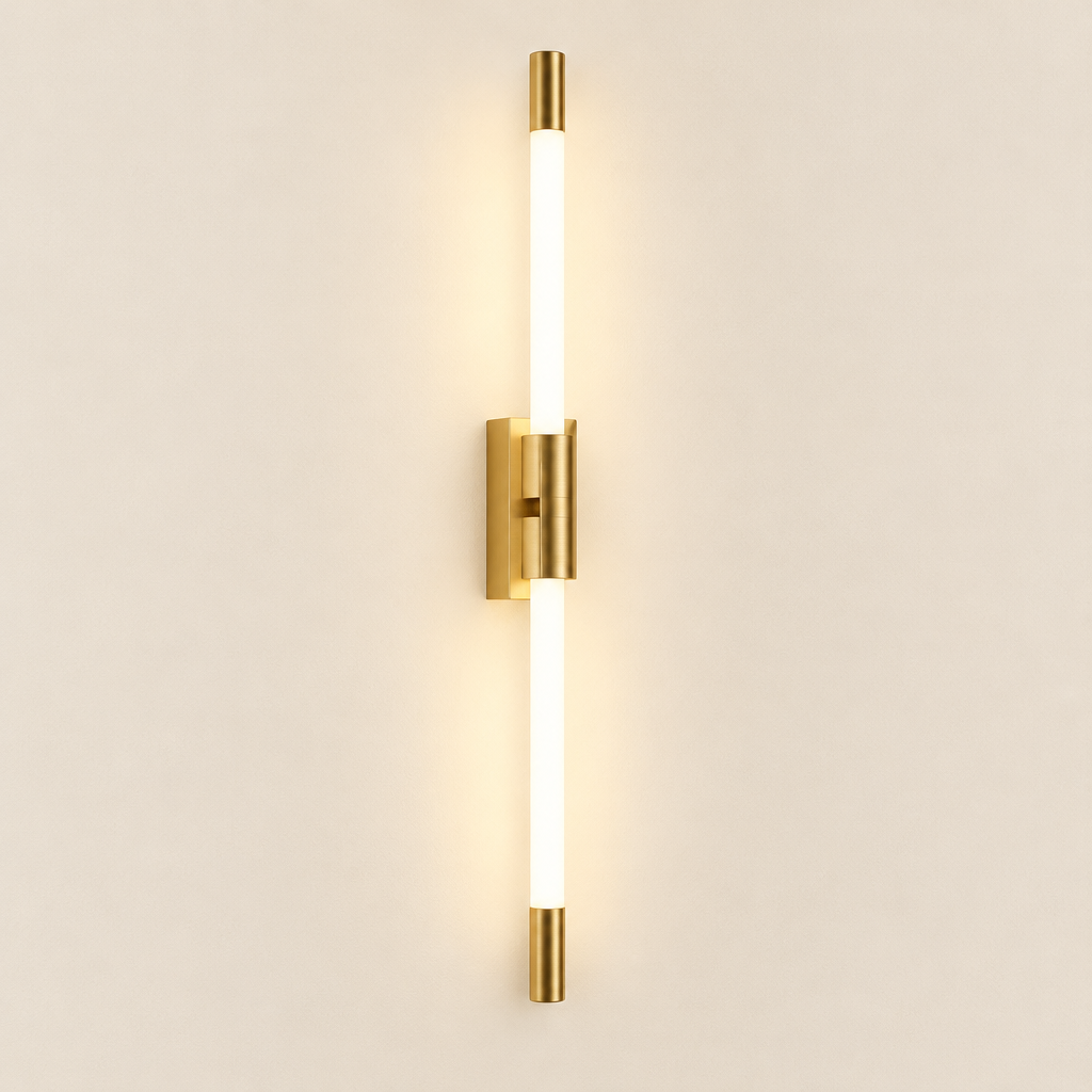 Ledbury Slim LED Wall Light – switched on, studio view