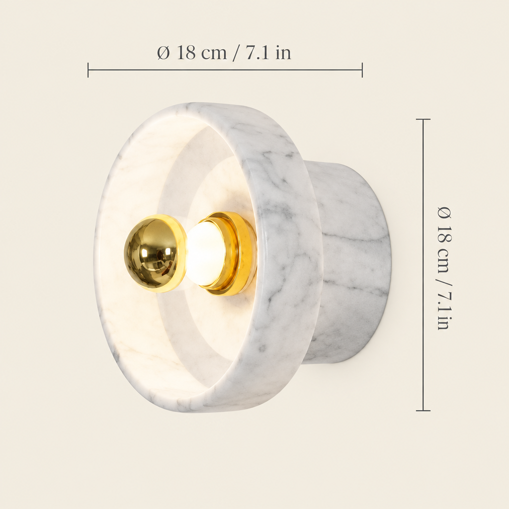 Lewes Marble-Effect Wall Light dimensions
