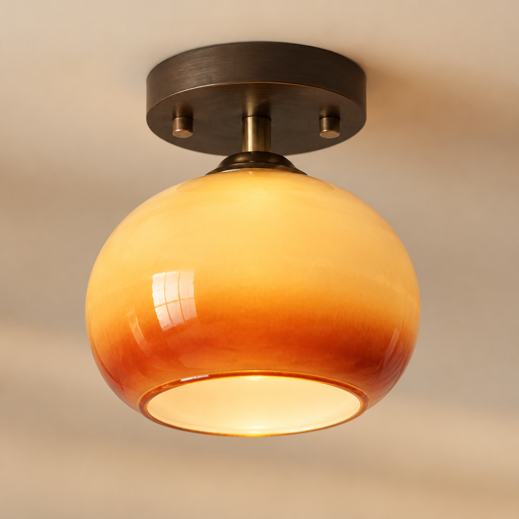 Linton Caramel Glass Ceiling Light – close-up of the caramel glass gradient