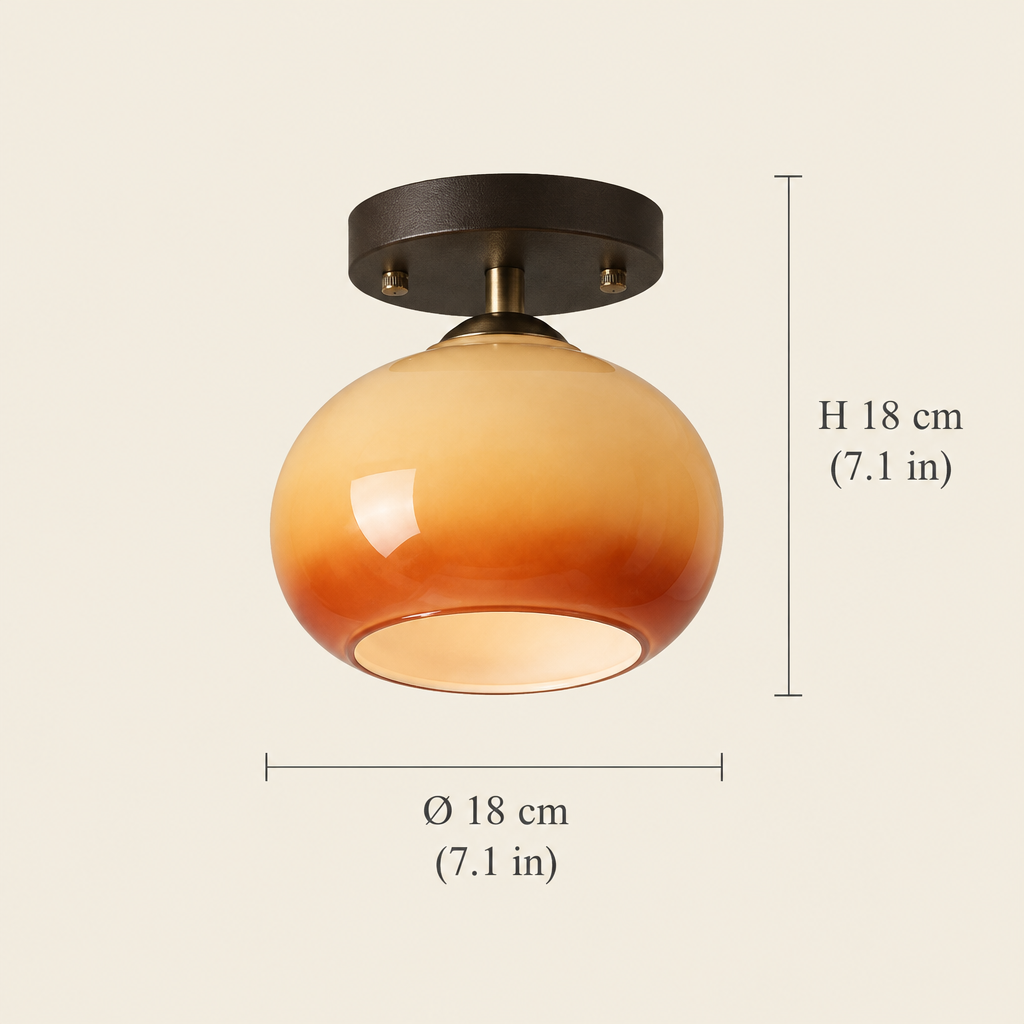 Linton Caramel Glass Ceiling Light dimensions