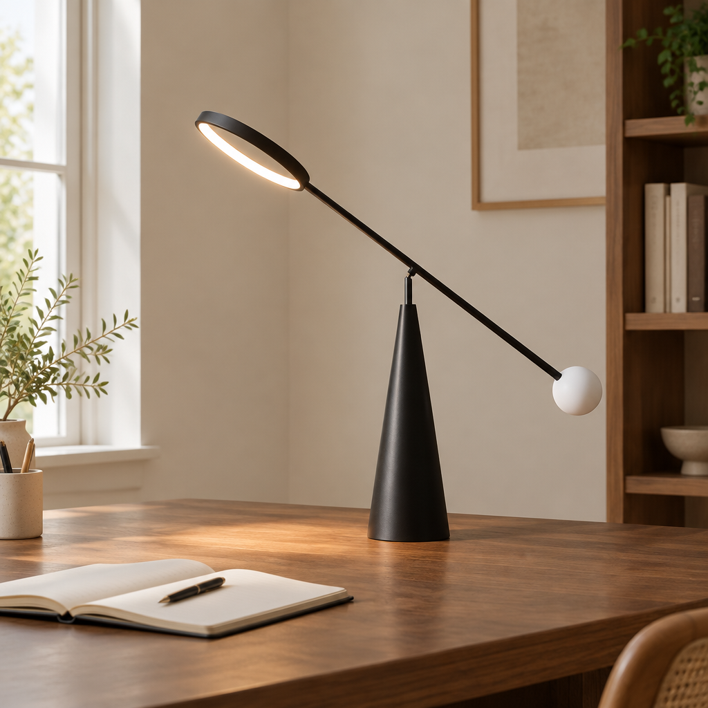 Loddon Marble Desk Lamp – on a walnut desk